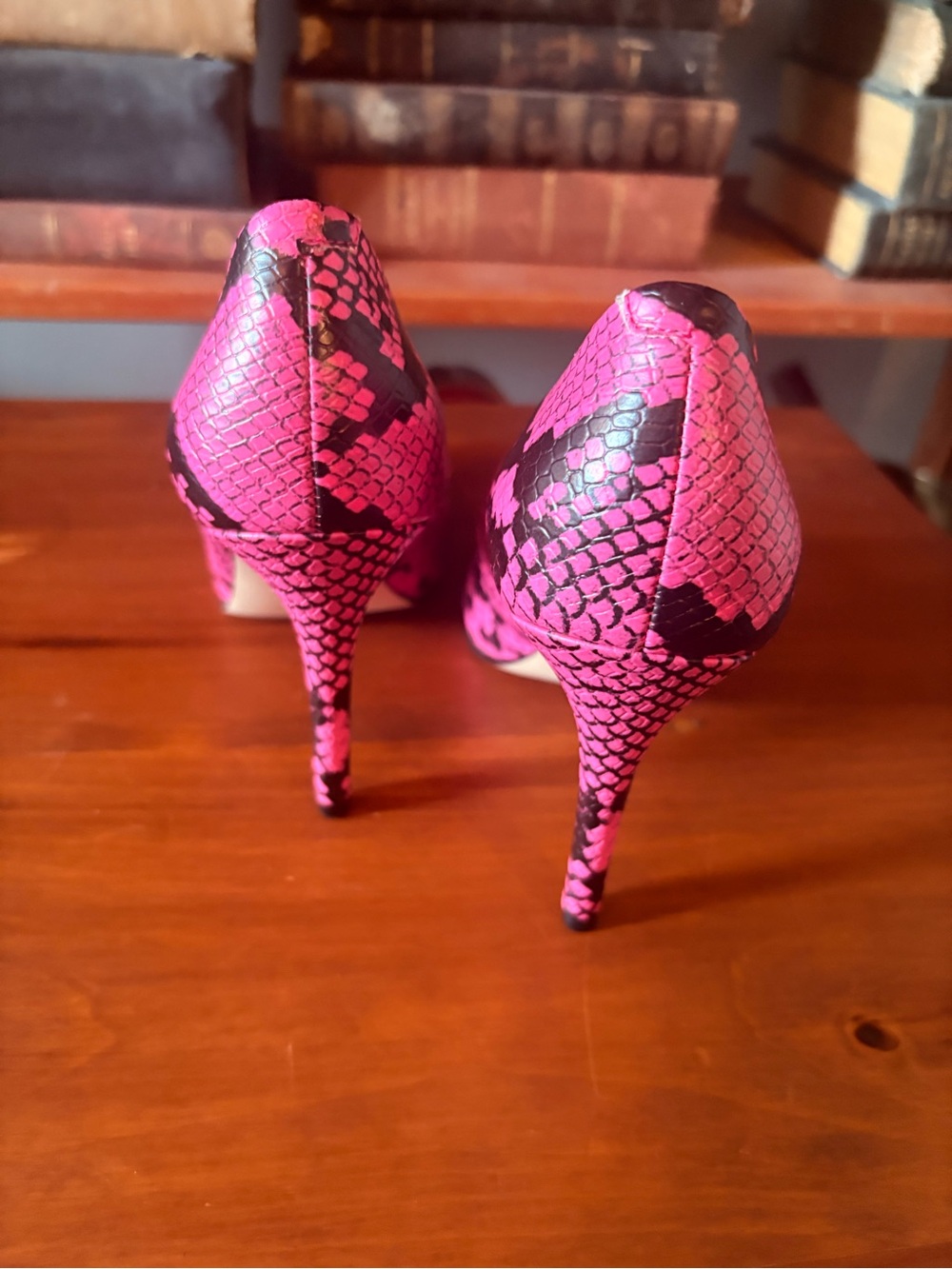 Nine West Tatiana Pump Pink Snake-Print Pointed Toe High Heels - Picture 9 of 11